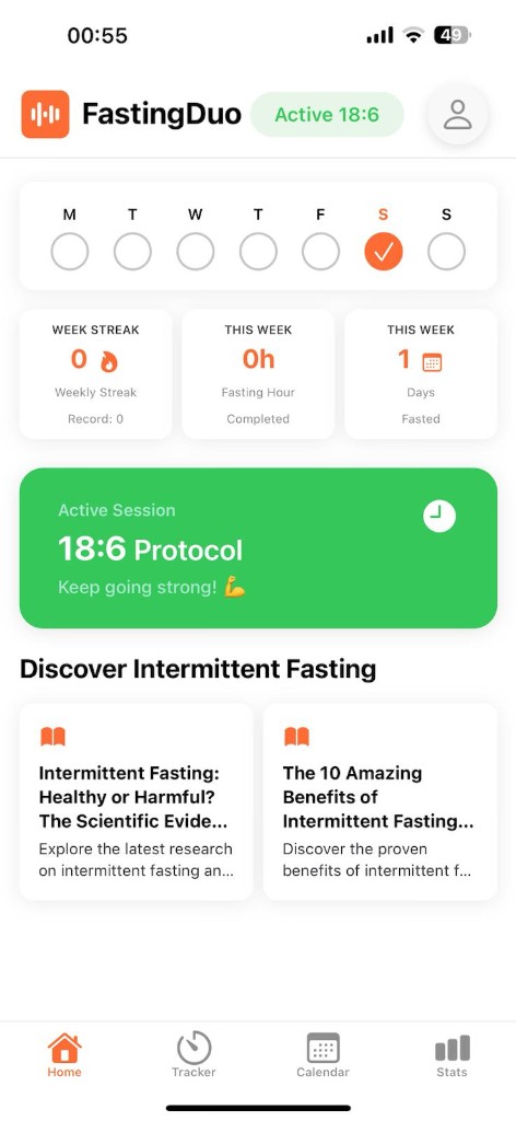 FastingDuo app home screen