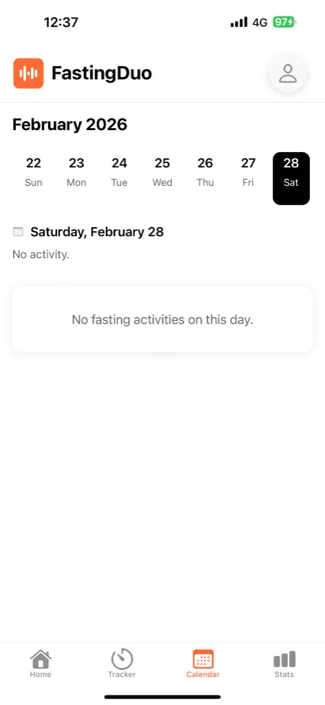 FastingDuo calendar – view fasting days